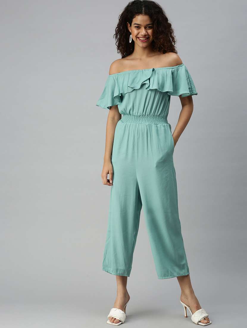 off shoulder solid full leg jumpsuit - 18336946 -  Standard Image - 1