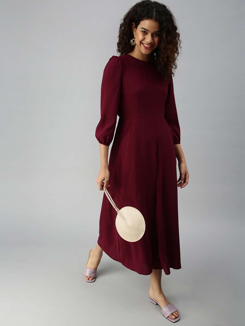 round neck solid wide leg jumpsuit
