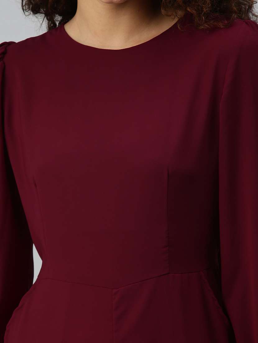 round neck solid wide leg jumpsuit - 18336949 -  Standard Image - 4