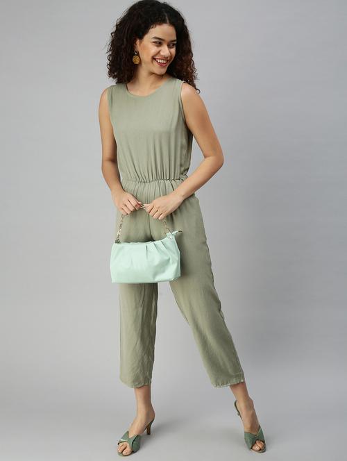 round neck solid jumpsuit - 18336952 -  Standard Image - 0