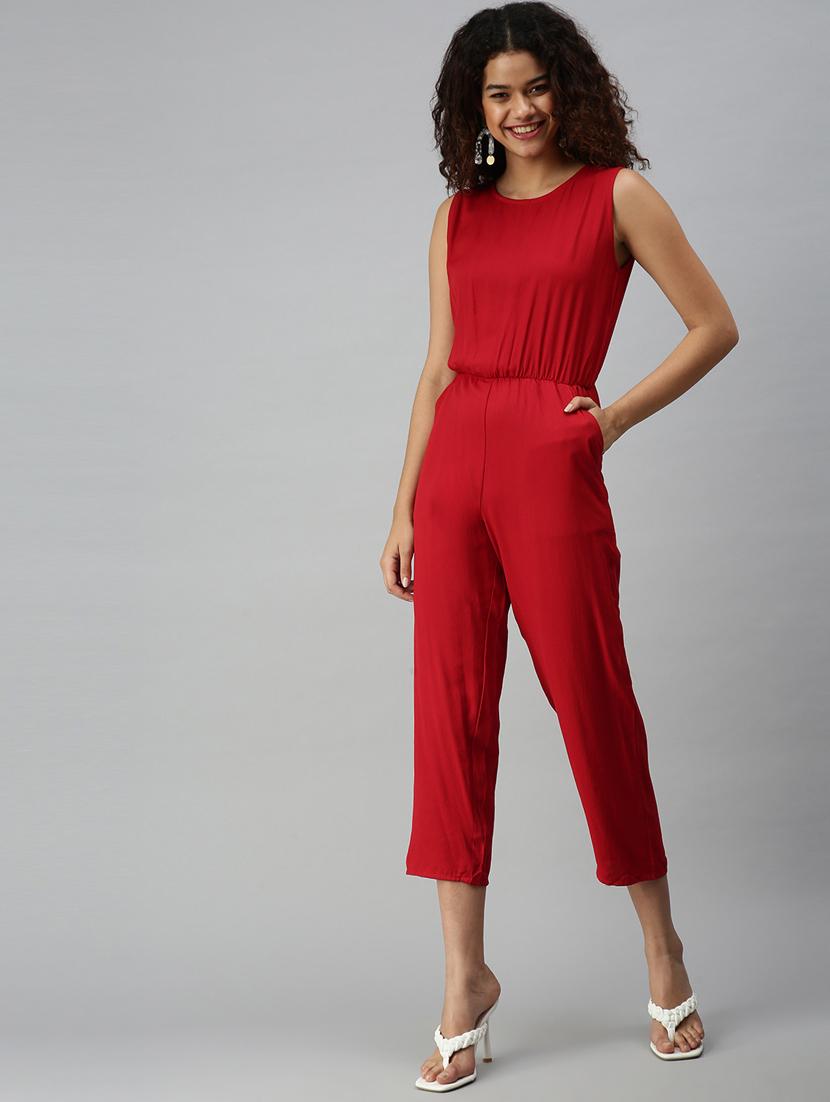 round neck solid jumpsuit - 18336953 -  Standard Image - 1