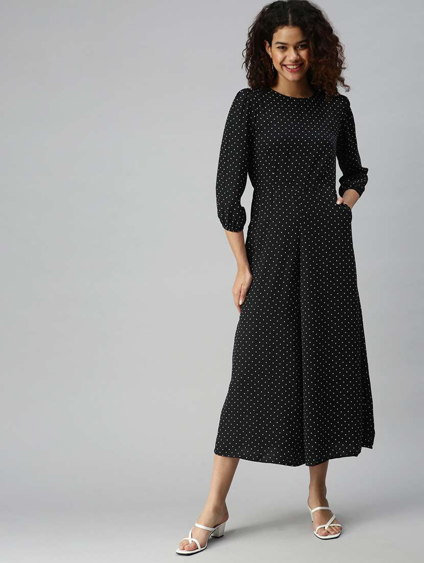 round neck polka dot jumpsuit - 18336956 -  Standard Image - 1