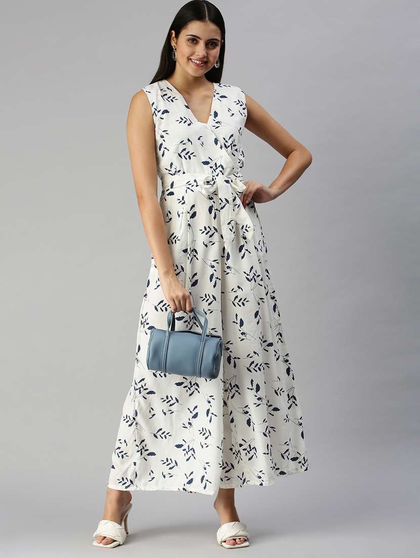 tie front printed full leg jumpsuit