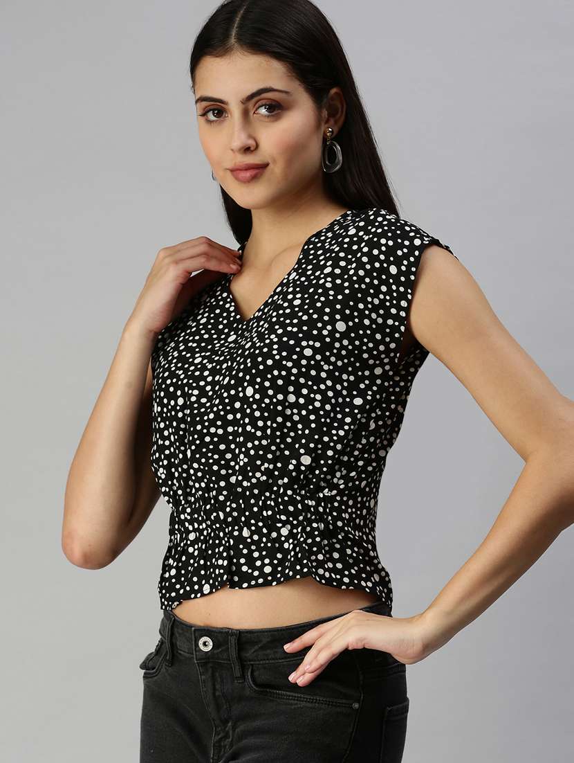 women's crop v neck top - 18337135 -  Standard Image - 1