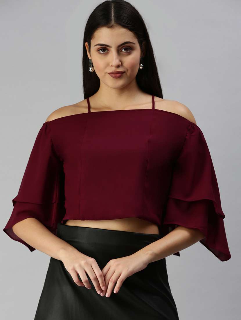 women's crop shoulder strap top