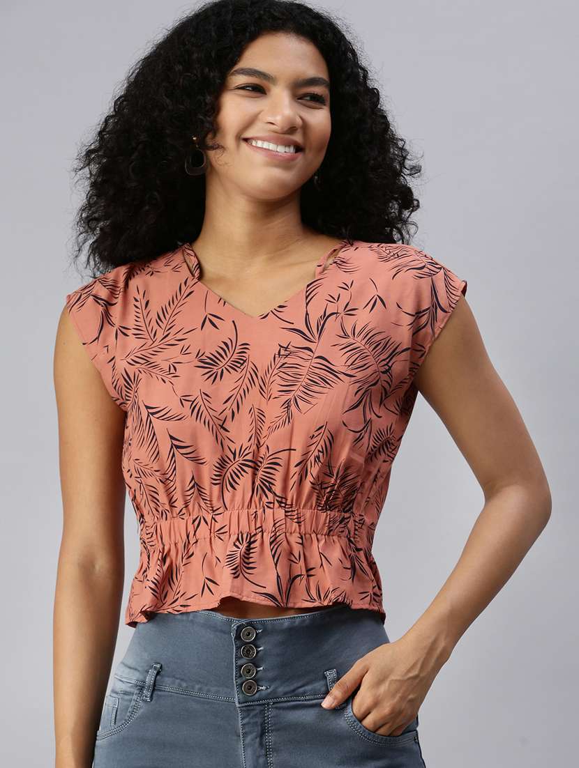 women's blouson v neck top