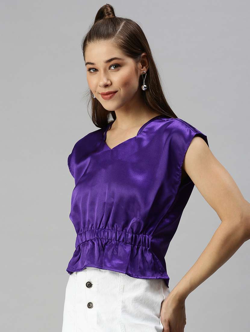 women's blouson v neck top - 18337144 -  Standard Image - 1
