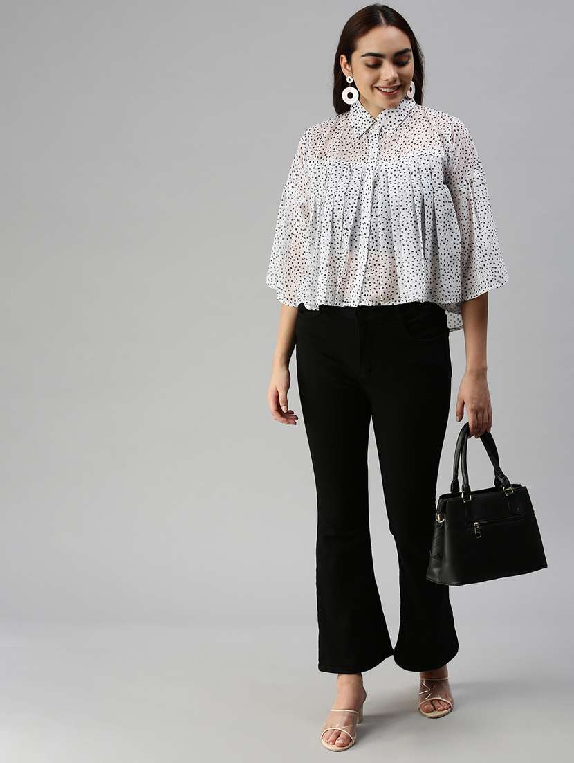 Women's Printed Collared Top