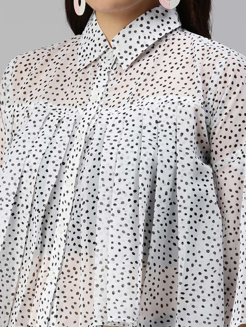 Women's Printed Collared Top