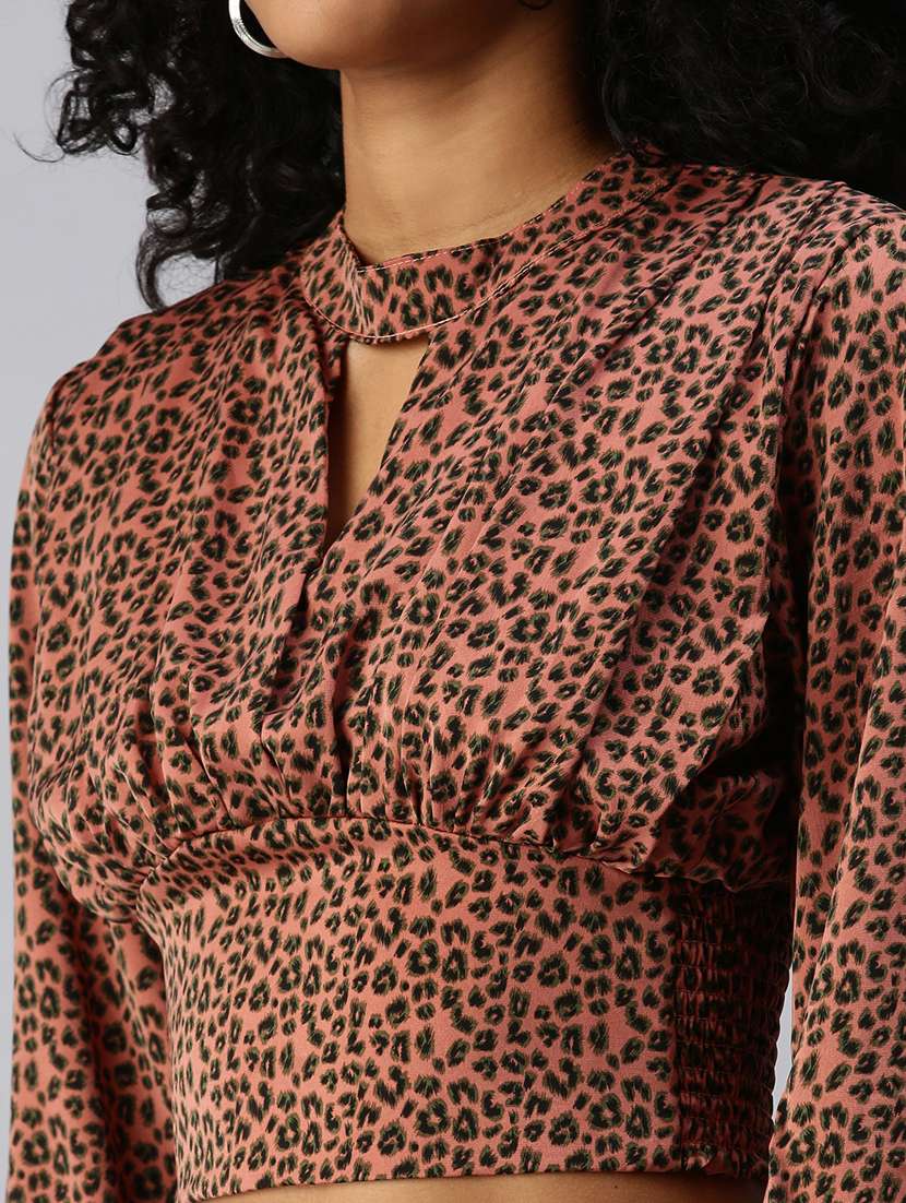 women's crop key hole neck top - 18337171 -  Standard Image - 4