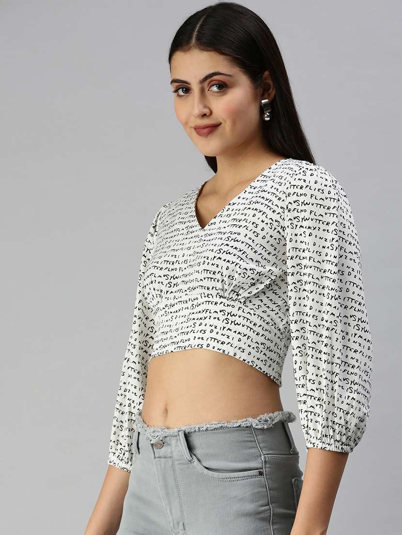 women's crop v neck top - 18337177 -  Standard Image - 1