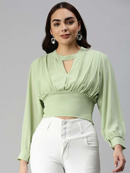 women's straight key hole neck top - 18337182 - Standard Image - 0