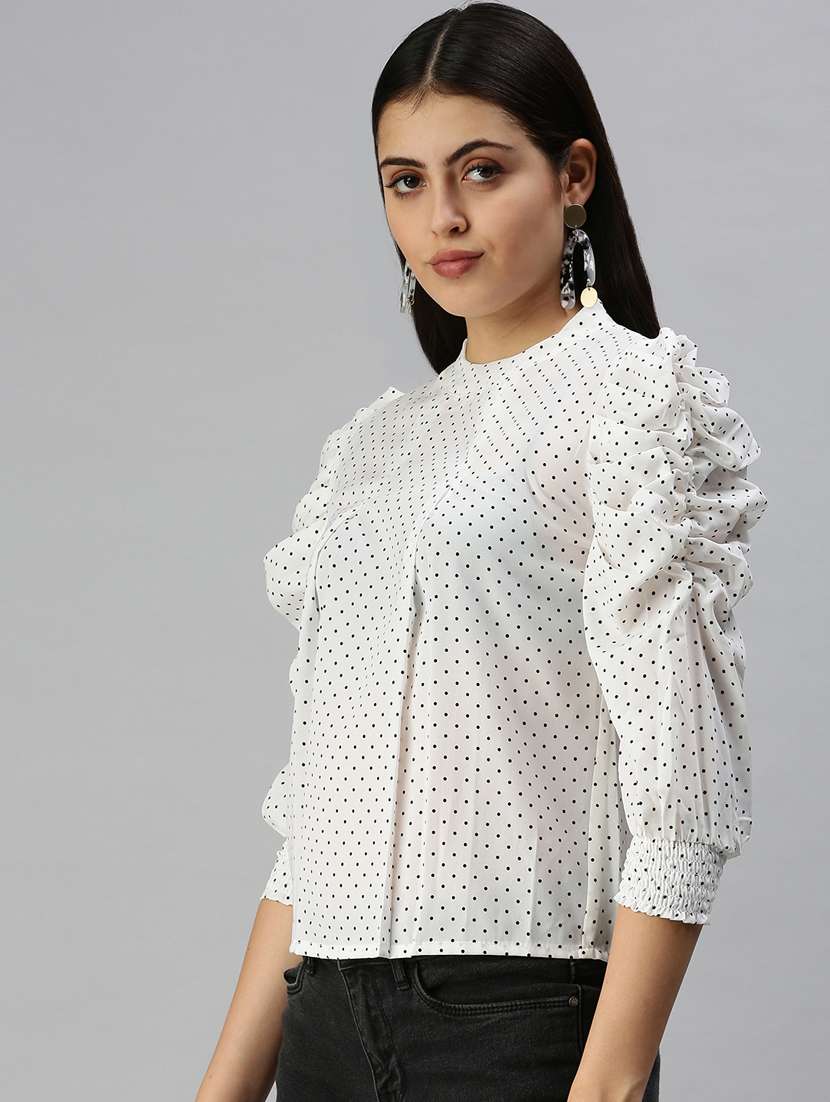 women's ruffle crew neck top - 18337188 -  Standard Image - 1