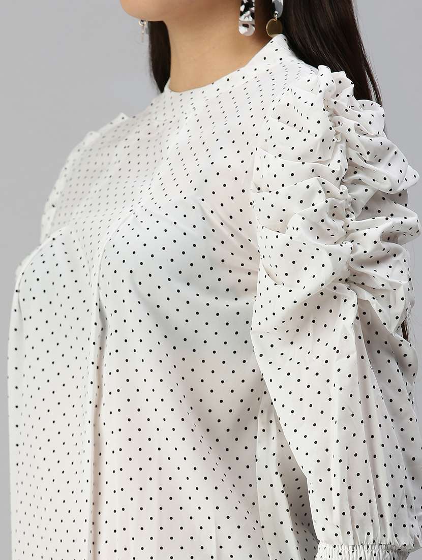 women's ruffle crew neck top - 18337188 - Standard Image - 4
