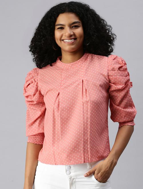 women's blouson crew neck top - 18337189 - Standard Image - 0