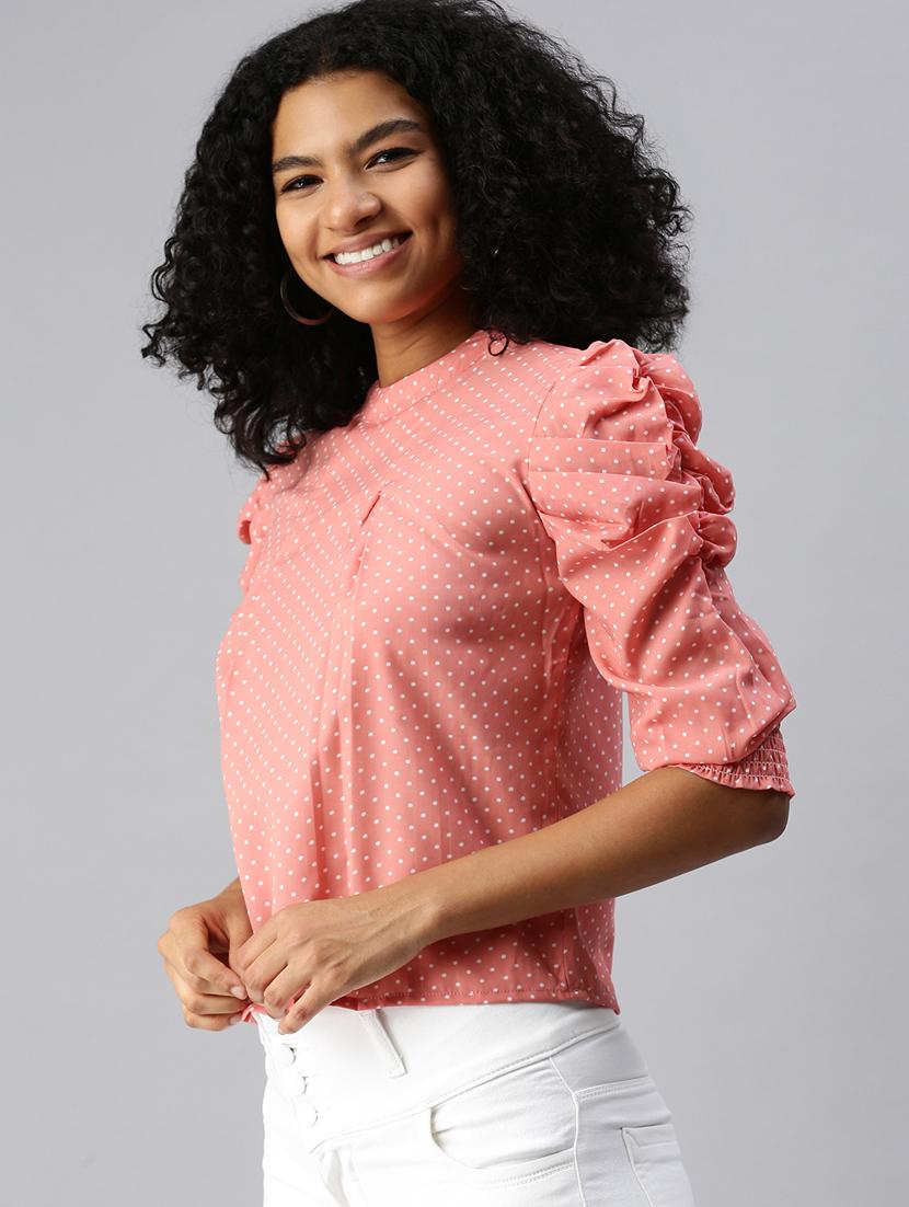 women's blouson crew neck top - 18337189 - Standard Image - 1
