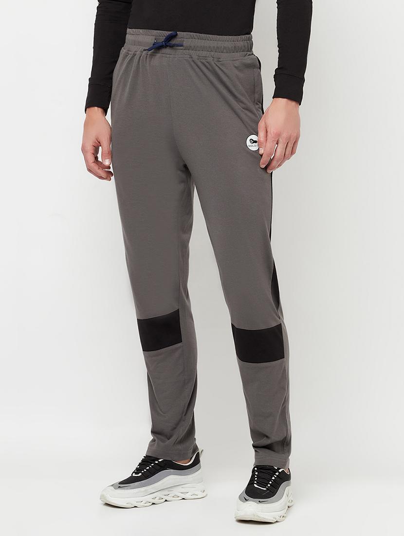 grey solid full length track pant - 18337215 -  Standard Image - 1