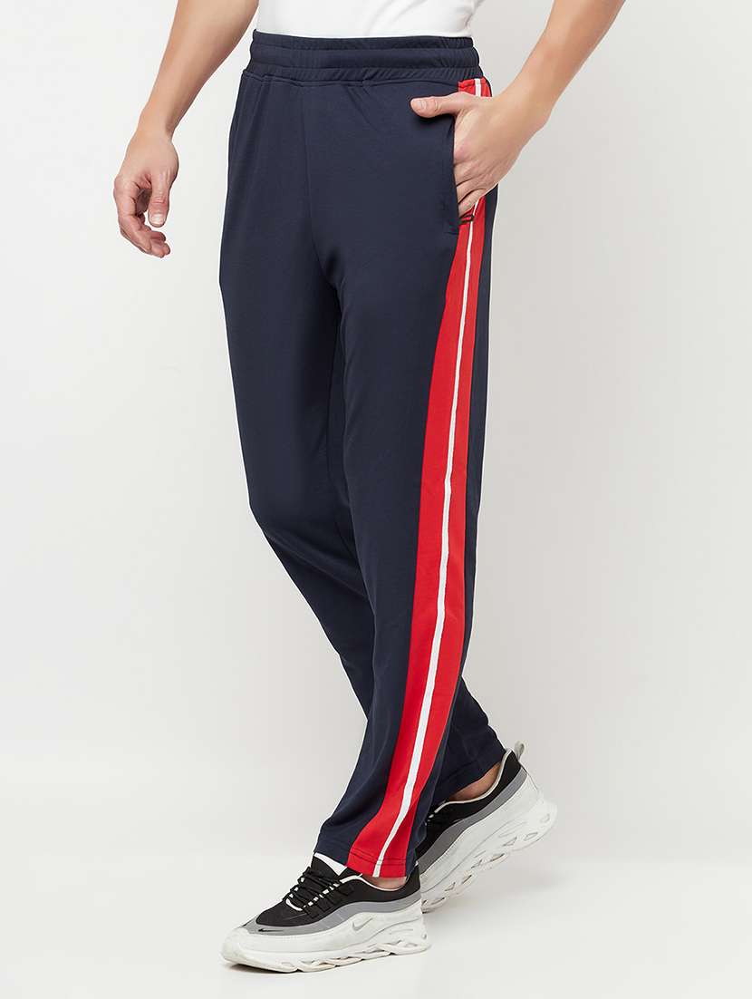 navy blue color-blocked full length track pant - 18337216 -  Standard Image - 1