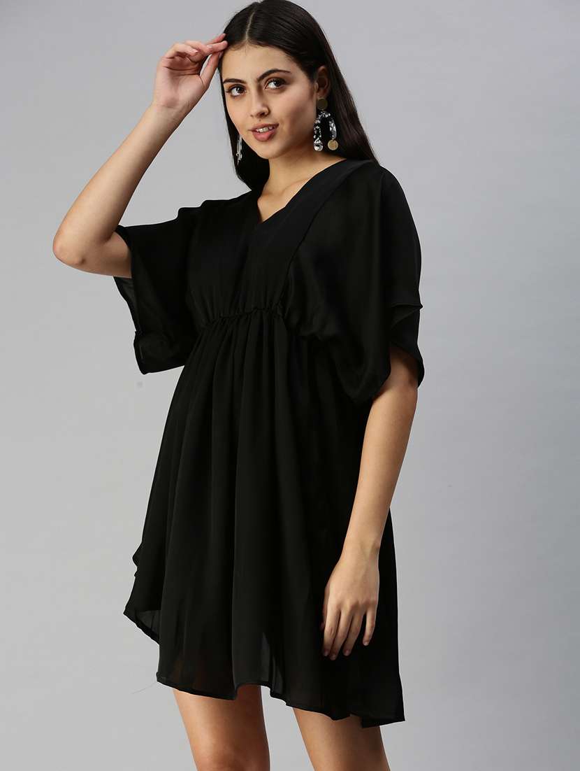 women's fit & flare solid dress - 18337304 -  Standard Image - 1