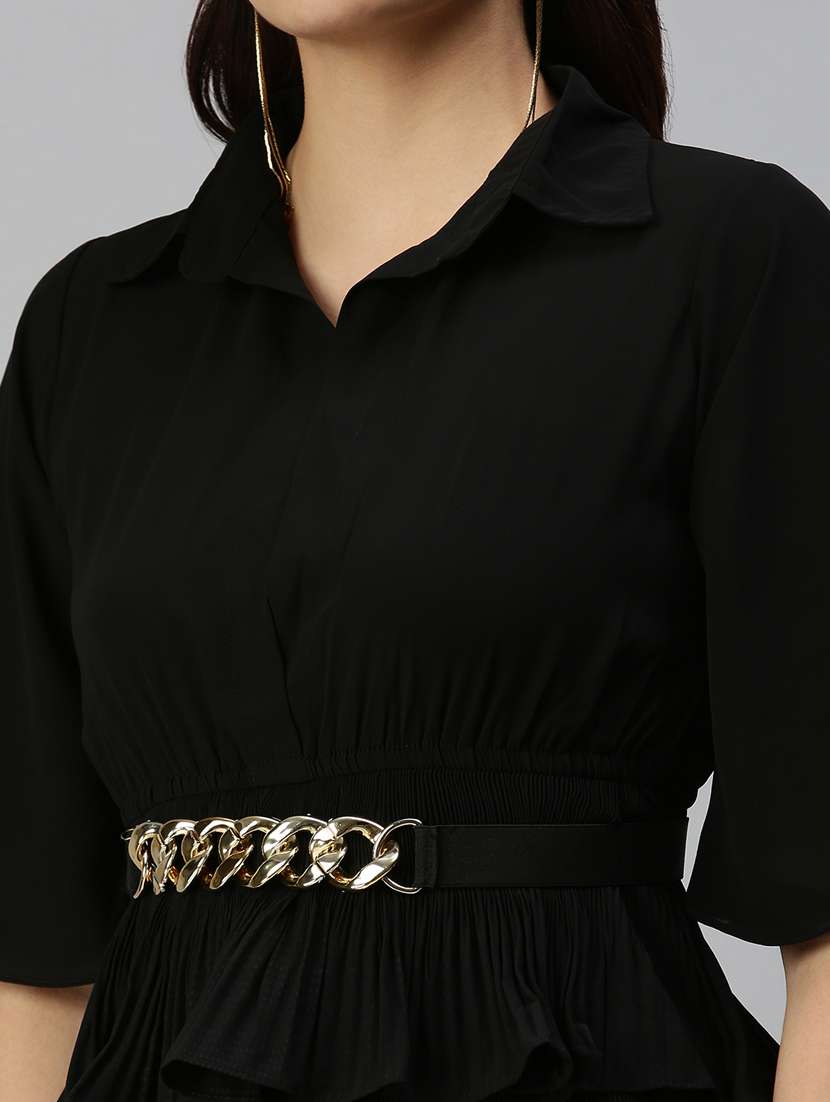 bell sleeved solid tiered  dress - 18337312 -  Standard Image - 6