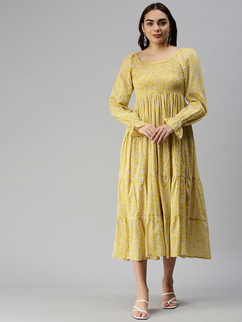 round neck floral fit & flare dress - 18337327 - Standard Image - 1