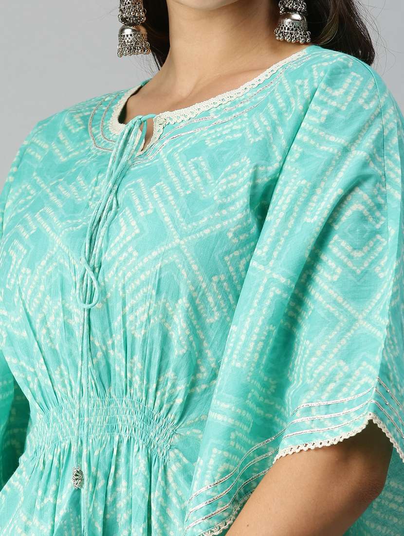 women sea green geometric print kaftan set - 18338292 - Standard Image - 6