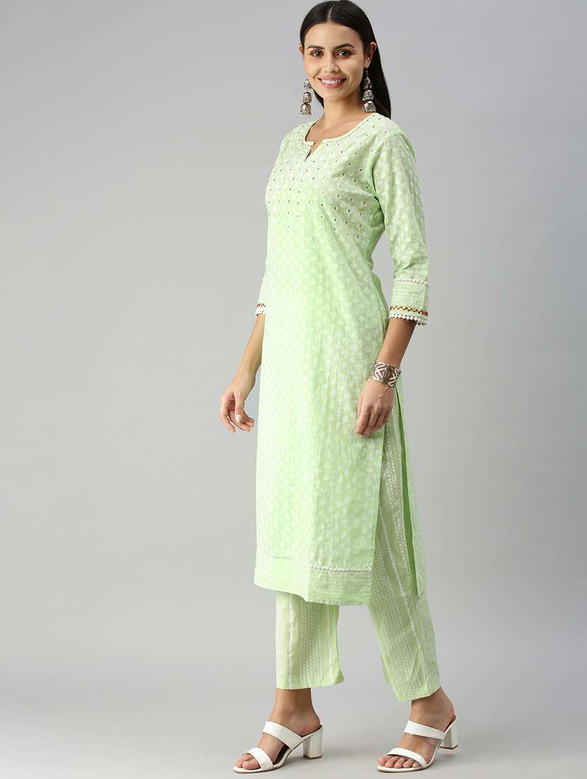 women floral notch neck kurta pant set with dupatta - 18338298 -  Standard Image - 1