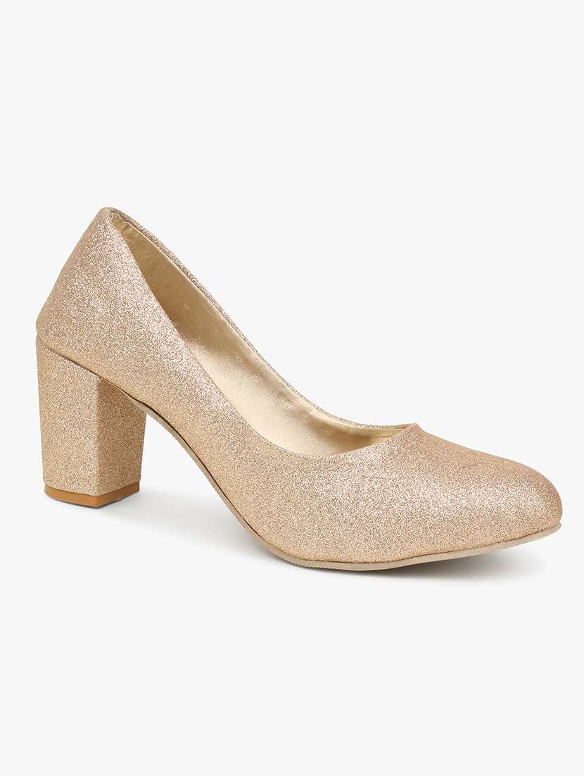 pink synthetic slip on pumps