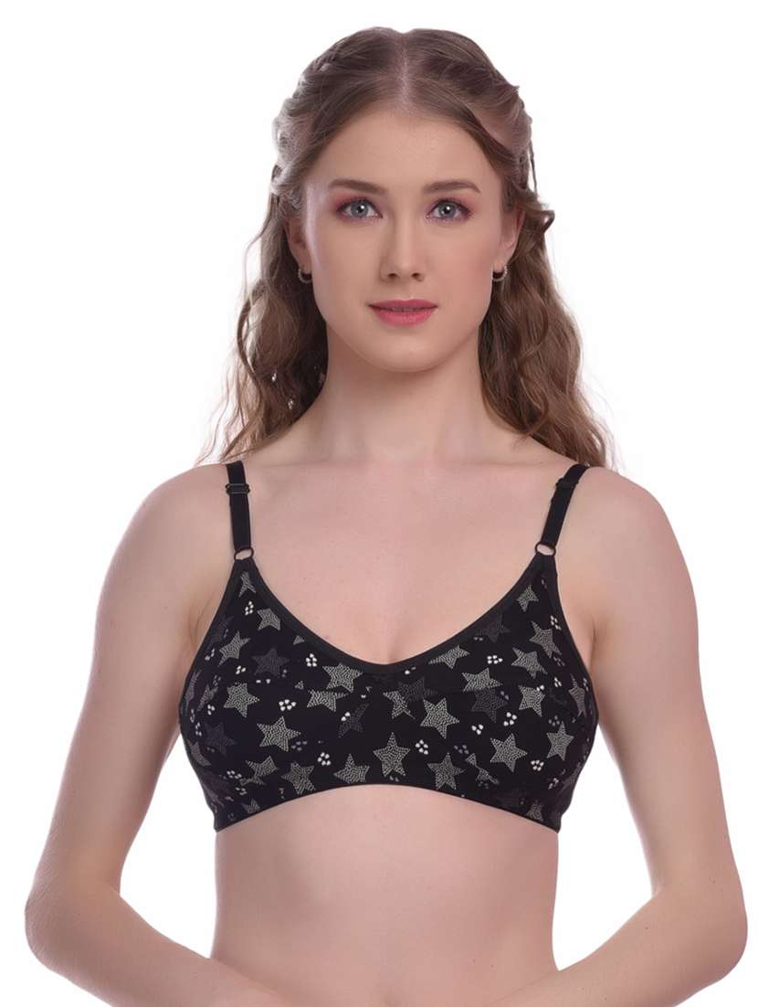 black printed regular bra
