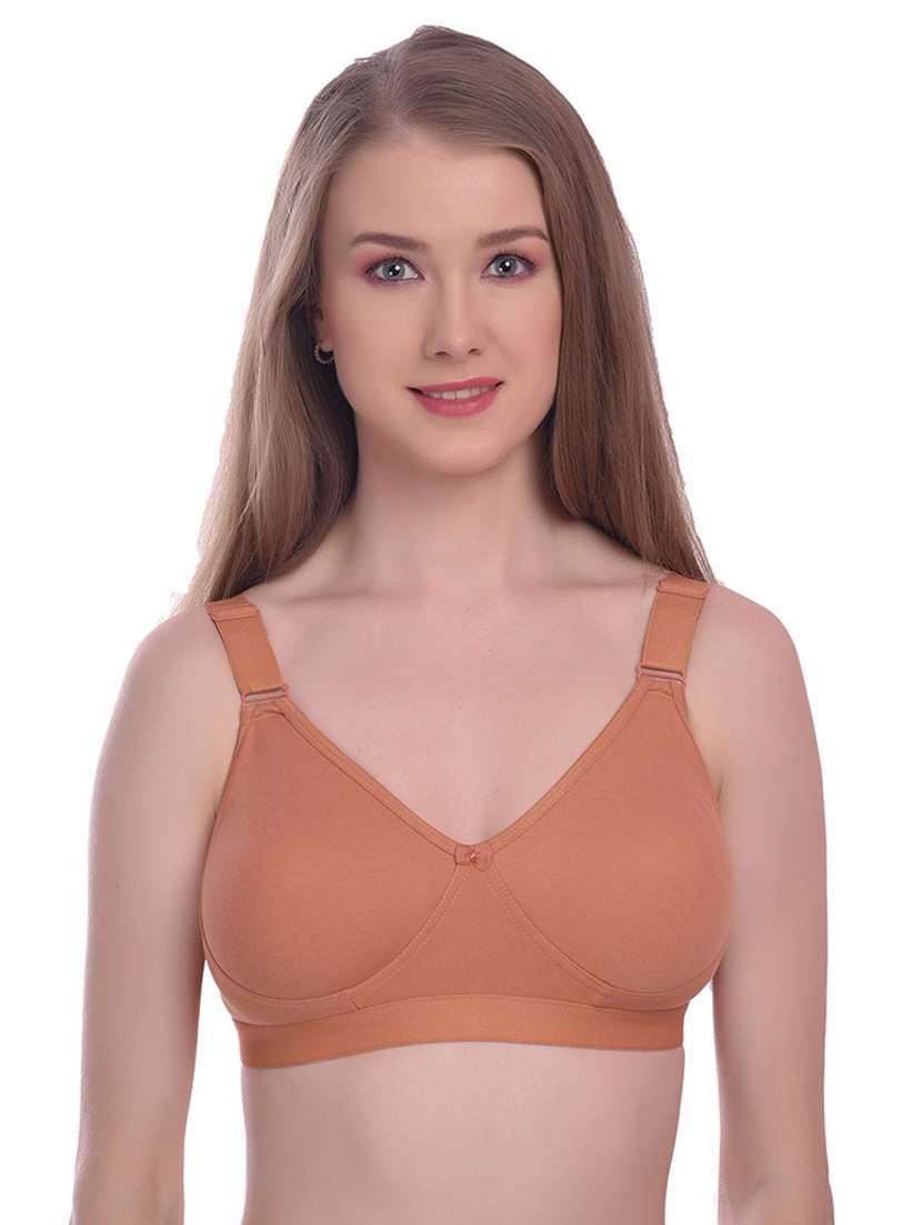 brown solid regular bra