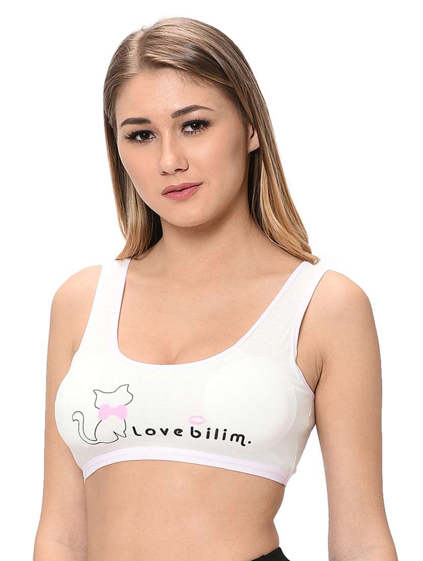 white graphic  sports bra - 18339384 -  Standard Image - 1