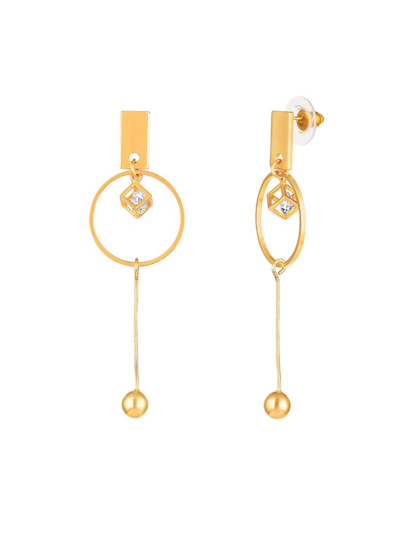 women gold pleated drop earrings - 18339507 -  Standard Image - 1