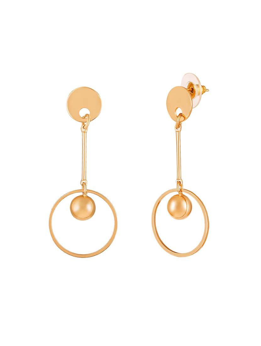 women gold pleated drop earrings - 18339511 - Standard Image - 1