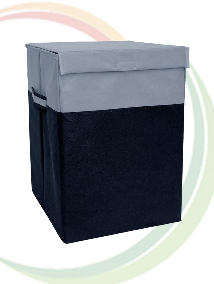 gr art&craft laundry basket with lid for clothes, organizer | laundry basket with lid big size, laundry bag (75 lit, grey black) - 18339577 -  Standard Image - 1