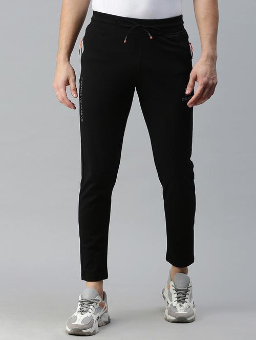 black solid full length track pant - 18339891 - Standard Image - 0