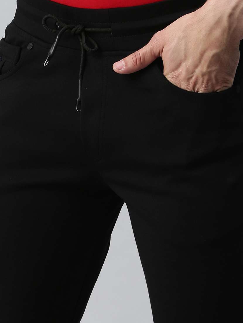 black solid full length track pant - 18339898 -  Standard Image - 4