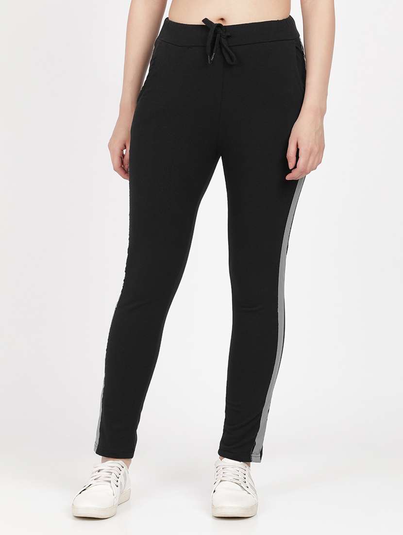 black solid track pant