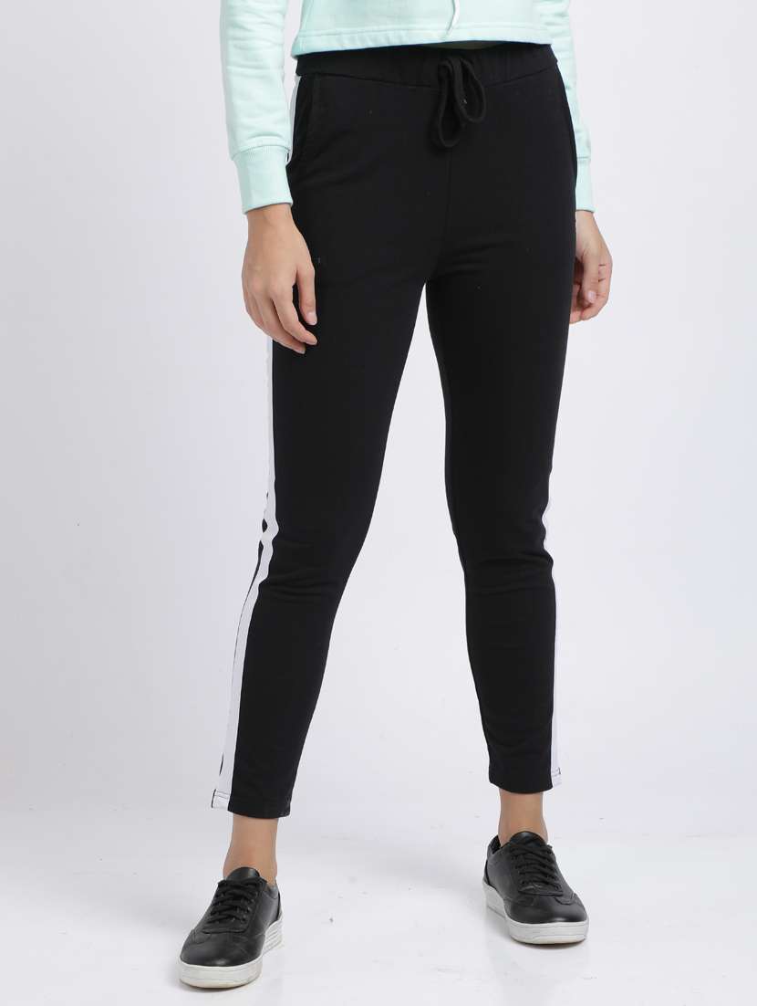 black solid track pant