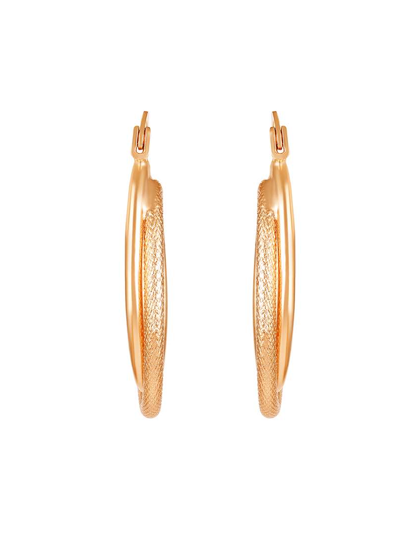 women gold pleated hoop earrings - 18340304 - Standard Image - 1