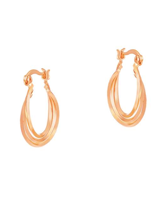 women gold pleated hoop earrings - 18340374 - Standard Image - 0