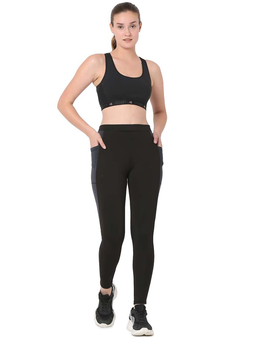 black high rise solid tights