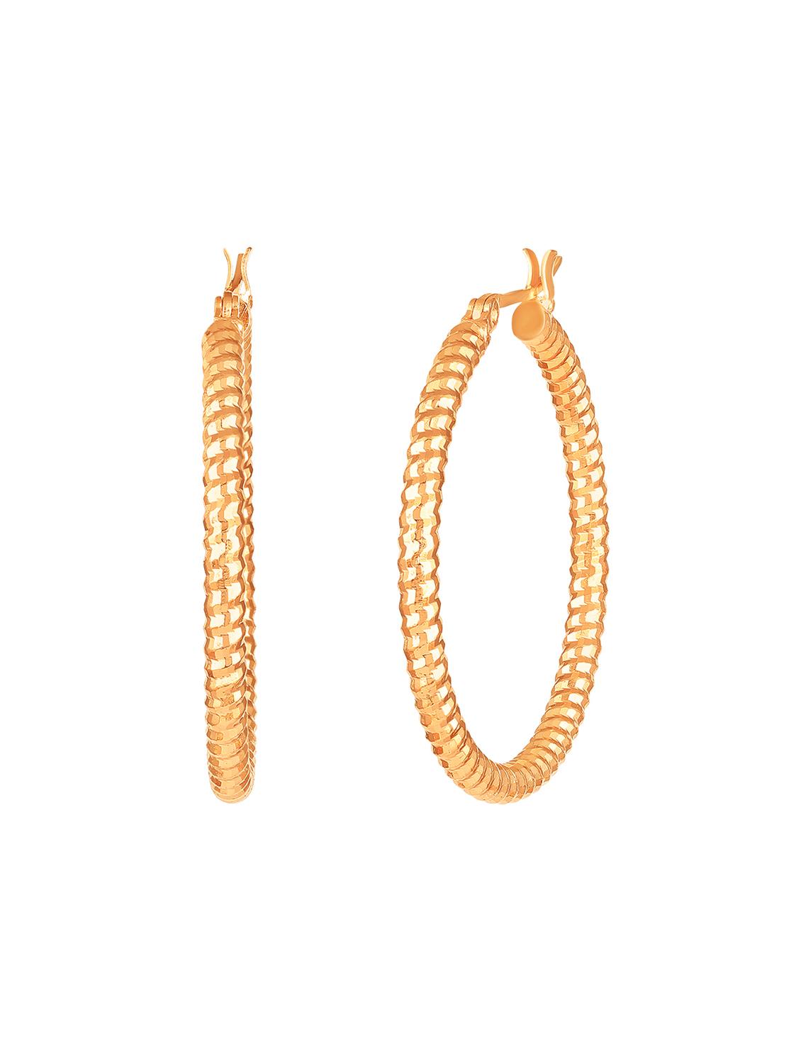 women gold pleated hoop earrings - 18341127 - Standard Image - 1