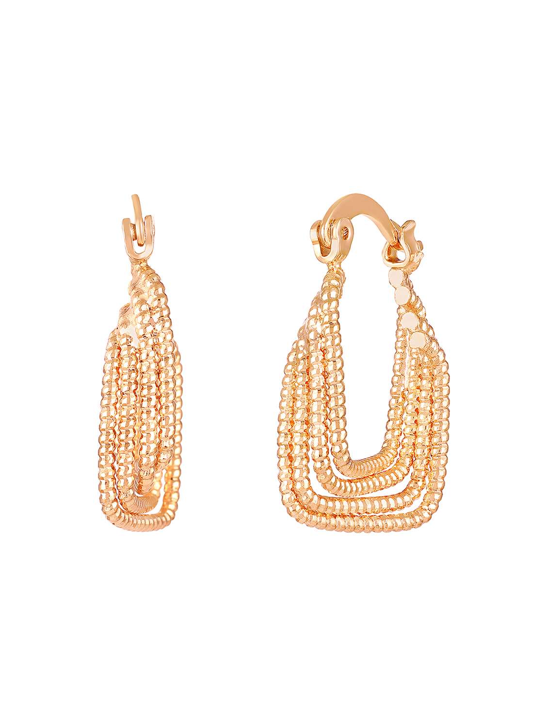 women gold pleated hoop earrings - 18341138 - Standard Image - 1