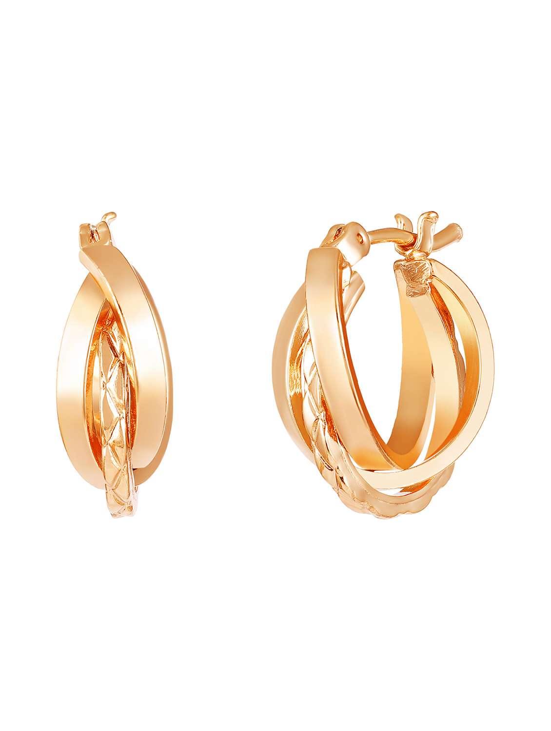 women gold pleated hoop earrings - 18341139 -  Standard Image - 1