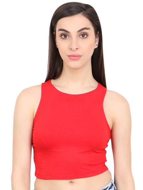 round neck solid crop top - 18341264 -  Standard Image - 0