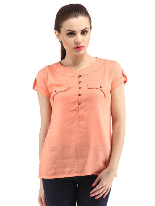 notch neck solid top - 18341284 - Standard Image - 0