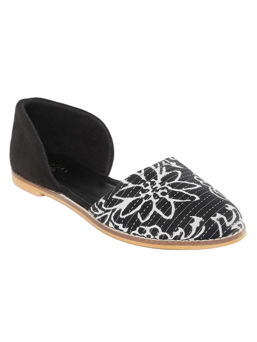 black fabric slip on ballerina