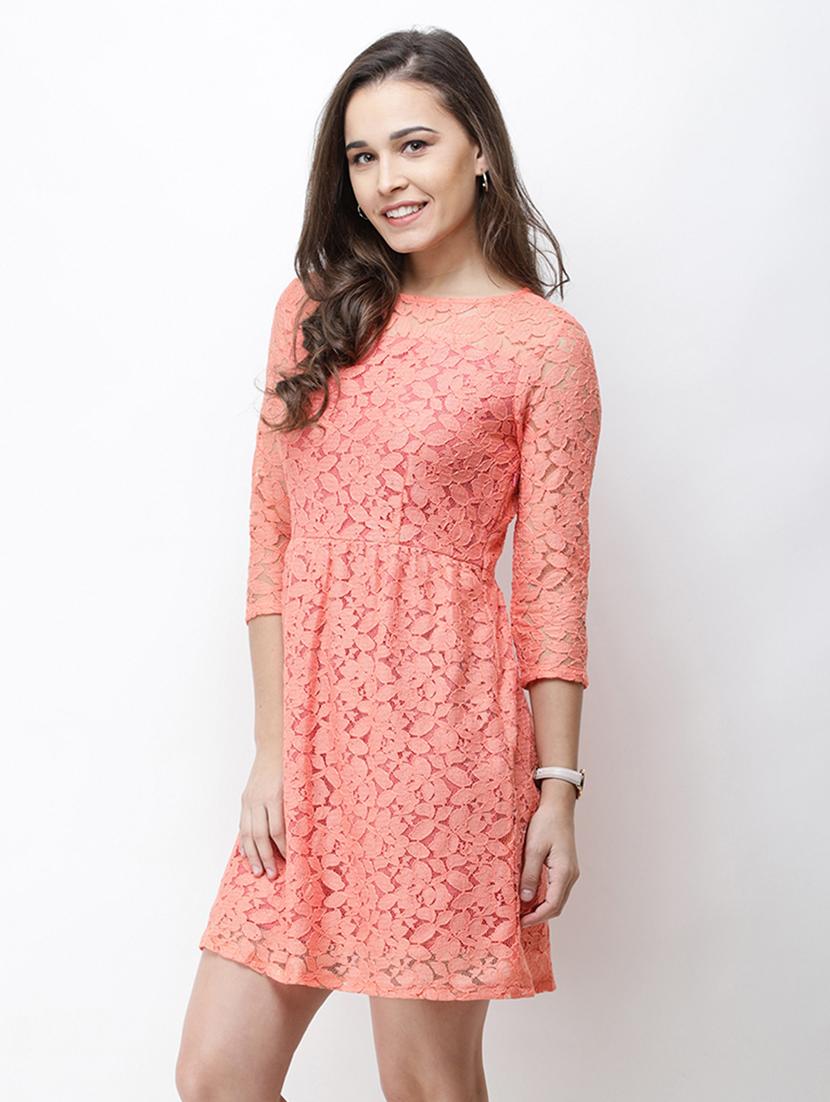 round neck solid a-line dress - 18341844 - Standard Image - 1