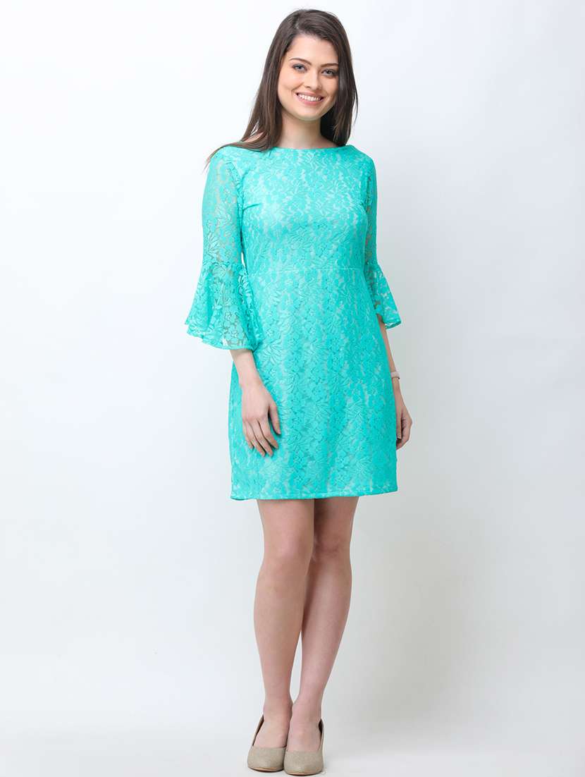 bell sleeved solid sheath dress - 18341962 -  Standard Image - 4