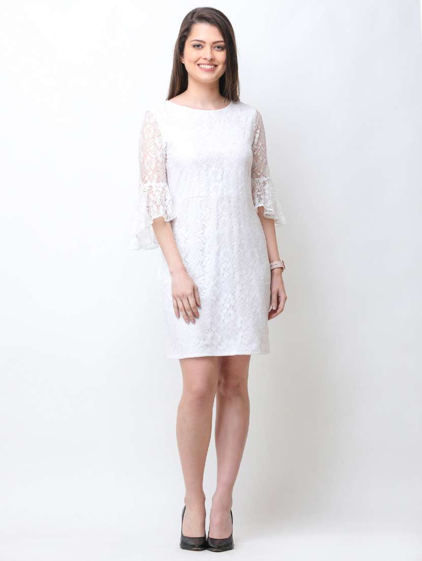 bell sleeved solid sheath dress - 18341964 -  Standard Image - 4